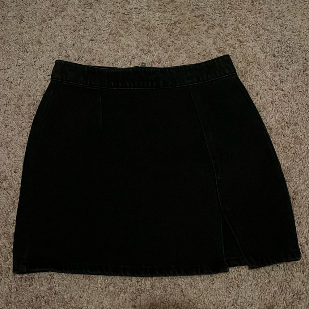 Black High Waisted Denim Skirt